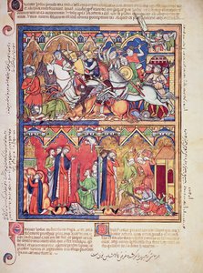 Ms M 638 fol.10r Joshua, Morgan Picture Biblesta, n. 1244-54 tekijältä French School