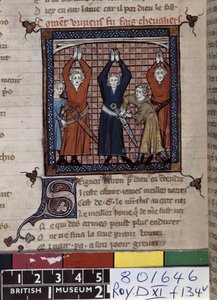 Ms Roy 20 D XI fol.134v Vivian ja muut vannovat valan kappaleesta "Chansons of Guillaume d