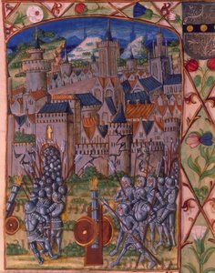 Ms. Royal 20 E.III fol.152v The Capture of Evreux, Chroniques de France ou de Saint Denis tekijältä French School