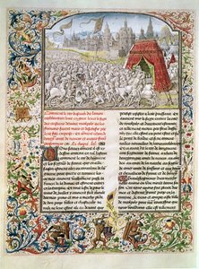 Ms t.4 fol.230 Nikopoliksen taistelu vuonna 1396, faksimile Breslaun käsikirjoituksesta, Froissarts Chronicle, 1472 tekijältä French School