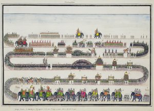 Muharram Ceremony, Faizabad, 1772 Gentil-albumista, julkaistu vuonna 1774 tekijältä French School