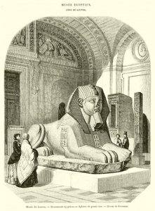 Louvre-museo, egyptiläiset monumentit, vaaleanpunainen graniittisfinksi (kaiverrus) tekijältä French School