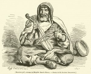 Juutalainen muusikko, puku Mogadorista Marokosta (kaiverrus) tekijältä French School