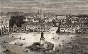 Nancy - Meurthe-et-Moselle - kaiverrus V.A. Malt-Brownin kirjaan "La France illustrée: maantiede, historia, tilastohallinto". 1884 tekijältä French School