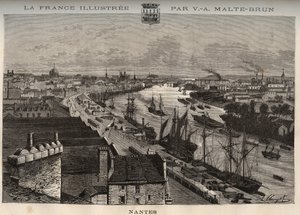 Nantes - Loire-Atlantique - kaiverrus V.A. Malt-Brownin kirjaan "La France illustrée: maantiede, historia, tilastohallinto". 1884 tekijältä French School