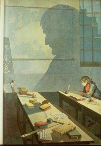 Napoleon koulupoikana, kuvitus G. Montorgneilin teoksesta "Bonaparte" 1910 (litografia). tekijältä French School