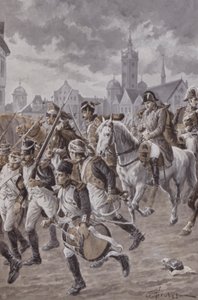 Napoleon armeijansa kanssa (litografia) tekijältä French School