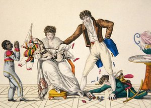 Uudenvuoden lahjat, levy 32, "le Bon Genre", n. 1800-1810 (värikaiverrus) tekijältä French School