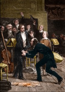 Niccolo Paganini ja Hector Berlioz upean sinfonian esityksen jälkeen tekijältä French School