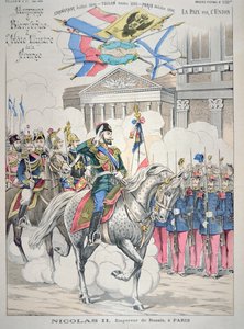 Nikolai II vierailee Pariisissa lokakuussa 1896 (värilitho) tekijältä French School