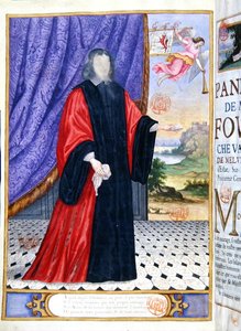 Nicolas Fouquet (1615-80) pienoiskuva Puget de la Serren teoksesta "Les Panegyriques des Hommes Illustres de Notre Siecle" tekijältä French School