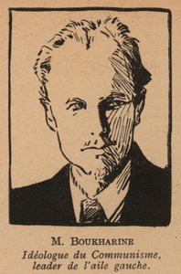 Nikolai Buharin, venäläinen bolshevikkien vallankumouksellinen teoreetikko ja poliitikko (litografia) tekijältä French School