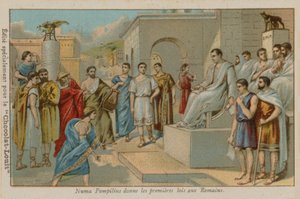Numa Pompilius, Rooman toinen kuningas (753-673 eKr.), hyväksyi ensimmäiset Rooman lait