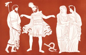 Oidipus ja Tiresias, teoksesta "Le Théâtre", joulukuu 1899 (vedos). tekijältä French School