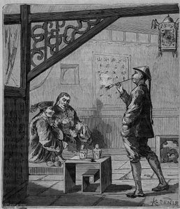Oopiumin tupakoitsijat Kiinassa 1800-luvulla - Kiinalaiset oopiumin tupakoitsijat - Kaiverrus "" Tieteet kaikkien saatavilla - Suosittu fysiikka ja kemia", kirjoittanut Alexis Clerc - 1800-luvun loppu - Yksityinen kokoelma tekijältä French School