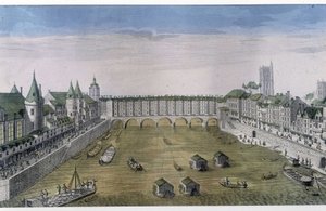 Optinen näkymä Pariisista: Le Pont au change. sd. v. 1800, Pariisin kaupunki. tekijältä French School