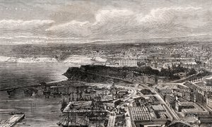 Oran - Algerie - kaiverrus "" La France illustree: maantiede, historia, tilastohallinto"" V.A. Maltaanruskea. 1884 tekijältä French School