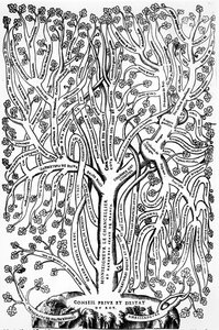Organigrammi, joka esittää hallinnon organisaatiota Ranskassa 1500-luvulla, 1579 tekijältä French School