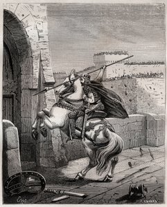 Otto II, Pyhän Rooman keisari ennen Pariisia - Pyhän valtakunnan Otton II, joka tunnetaan nimellä Roux (955-983), ärsyttää, koska se ei pysty tunkeutumaan Pariisiin (Pariisin päämaja, 978), etenee kaupungin muurien alle istuttaakseen omansa keihäs ovessa - tekijältä French School