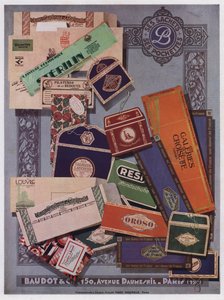 Pakkaussuunnitelmat: Baudot et Cie, Pariisi (värilitografia). tekijältä French School