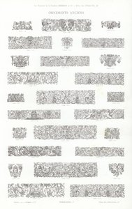 Sivu typografisista vinjeteistä (kaiverrus) tekijältä French School