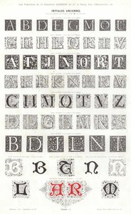 Sivu typografisista vinjeteistä (kaiverrus) tekijältä French School