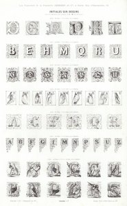 Sivu typografisista vinjeteistä (kaiverrus) tekijältä French School