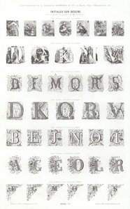 Sivu typografisista vinjeteistä (kaiverrus) tekijältä French School
