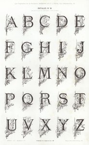 Sivu typografisista vinjeteistä (kaiverrus) tekijältä French School