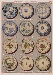 Sivu Grand Depot de Porcelaines, Faiences et Verreriesin luettelosta (värilitho) tekijältä French School