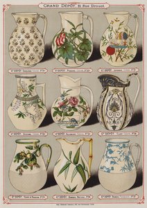 Sivu Grand Depot de Porcelaines, Faiences et Verreriesin luettelosta (värilitho) tekijältä French School