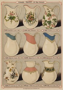 Sivu Grand Depot de Porcelaines, Faiences et Verreriesin luettelosta (värilitho) tekijältä French School