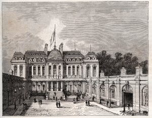 Elyseen palatsi Pariisissa - V.A. Malt-Brownin kaiverrus "La France illustrée: maantiede, historia, tilastohallinto". 1884 tekijältä French School