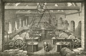 Paperinvalmistus: rievumassan valkaisu. Kaiverrus c1870. tekijältä French School
