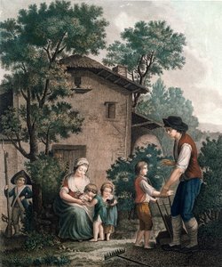 Vanhemmat ovat todellisia opettajia, 1700-luvun loppu (värikaiverrus) tekijältä French School
