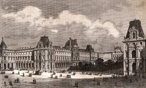 Paris Le Louvre - kaiverrus "La France illustree: maantiede, historia, hallintotilastot" V.A. Maltaanruskea. 1884 tekijältä French School