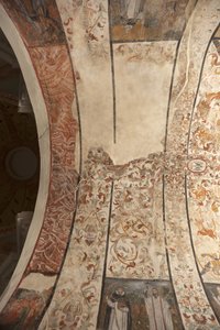Seurakuntakirkko (Solersin Neitsyt Marian kirkko). sisätilat Nave, katot. Seinämaalauksia. 16. vuosisata (?). tekijältä French School