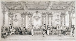 Pariisilainen kahvila 1800-luvun alussa. tekijältä French School
