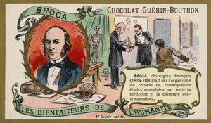 Paul Broca, ranskalainen lääkäri, anatomi ja antropologi (chromolitho) tekijältä French School