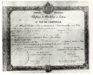 Paul Verlaines Baccalaureat, 1862 (kynä ja muste paperille) tekijältä French School