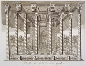 Paviljonki Isfahanin kuninkaallisessa palatsissa, Jean Chardinin (1643-1713) teoksesta Voyages du Chevalier Chardin en Perse, et autres Lieux d