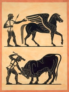Pegasus, jossa Hercules surmasi härän, julkaistiin 1808-10 tekijältä French School