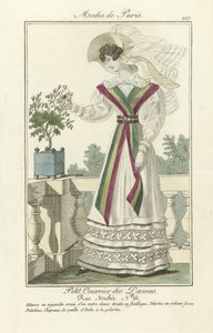 Petit Courrier des Dames, Rue Meslee nro 25, Modes de Paris, pub. 1824 (värinen kaiverrus) tekijältä French School