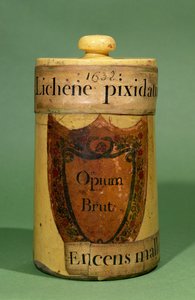 Farmaseuttinen purkki raakaoopiumin säilytykseen, 1632 (keraaminen) tekijältä French School