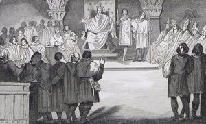Philippe IV (1268-1314) le Bel yhdistää kenraalit Louvressa Colartin "Histoire de France" -kirjasta, julkaistu n. 1840 tekijältä French School