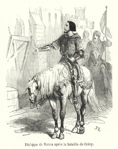 Philippe de Valois Crecyn taistelun jälkeen (kaiverrus) tekijältä French School