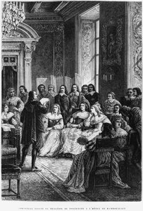 Pierre Corneille (1606-84) lukee Polyeuctea Hotel de Rambouillet