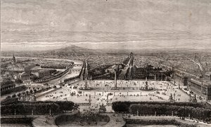 Place de la Concorde Pariisissa - kaiverrus "La France illustree: maantiede, historia, tilastohallinto" V.A. Maltaanruskea. 1884 tekijältä French School