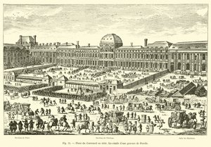 Place du Carrousel vuonna 1680, faksimile Perellen kaiverruksesta tekijältä French School