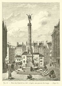 Place du Chatelet vuonna 1807; aikaisesta kaiverruksesta tekijältä French School